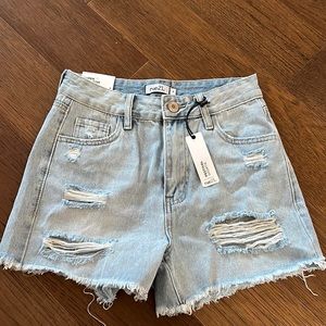 Super high rise denim shorts